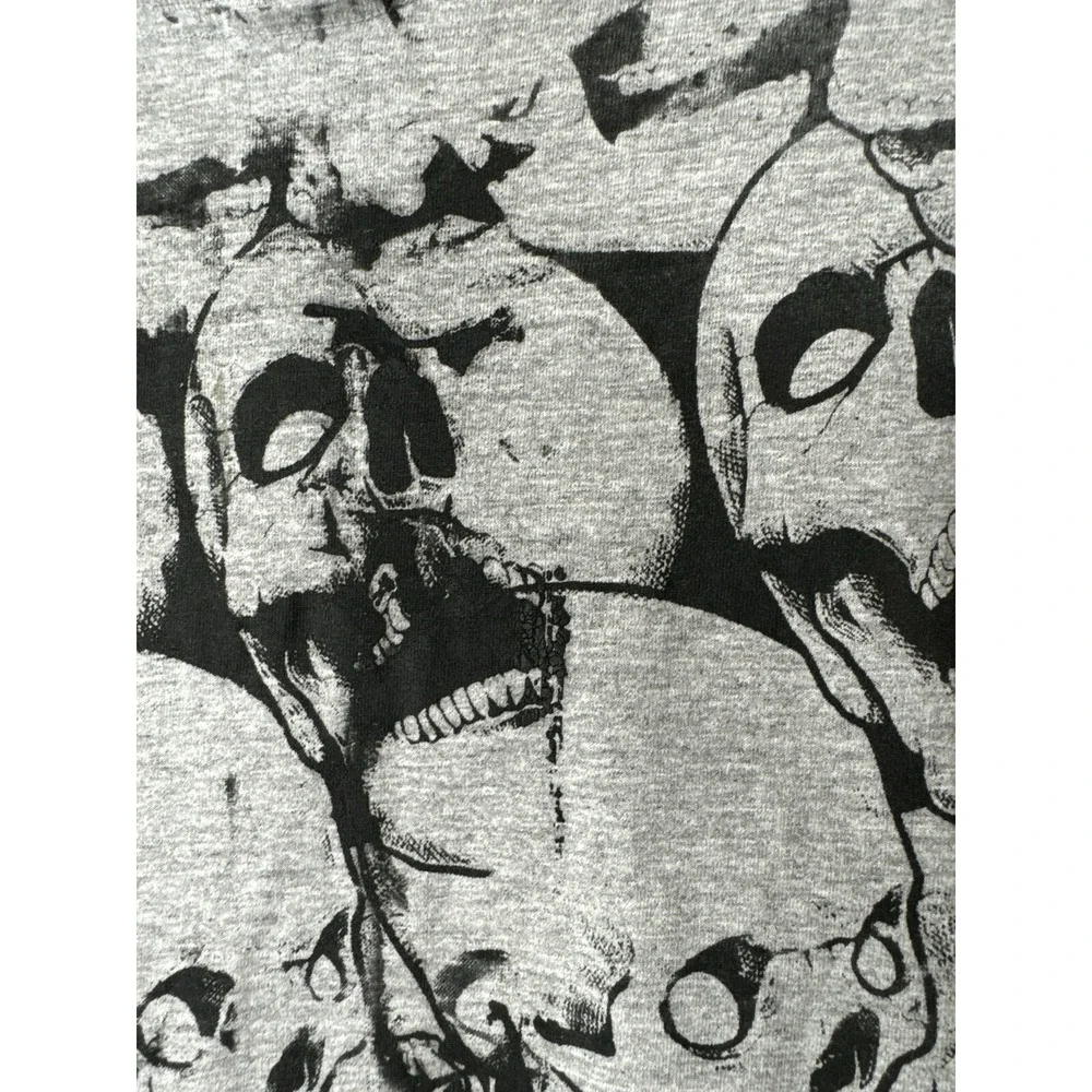 Vintage Nike Skull All Over Print AOP T Shirt Y2K XL Grey